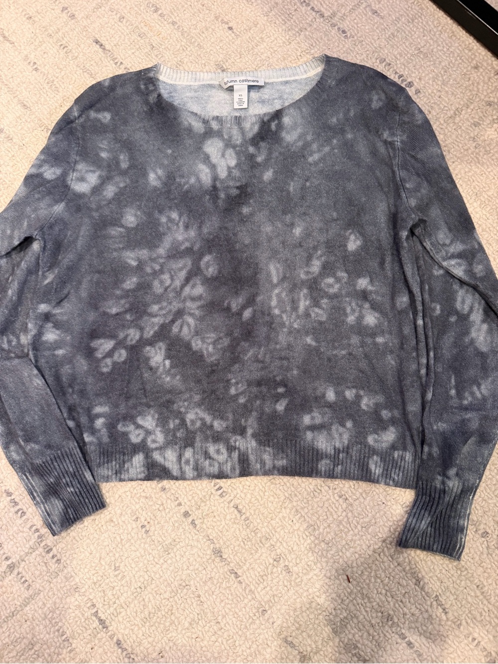 Autumn Cashmere Women's Bluish-Slate Tie-Dye Crewneck Sweater